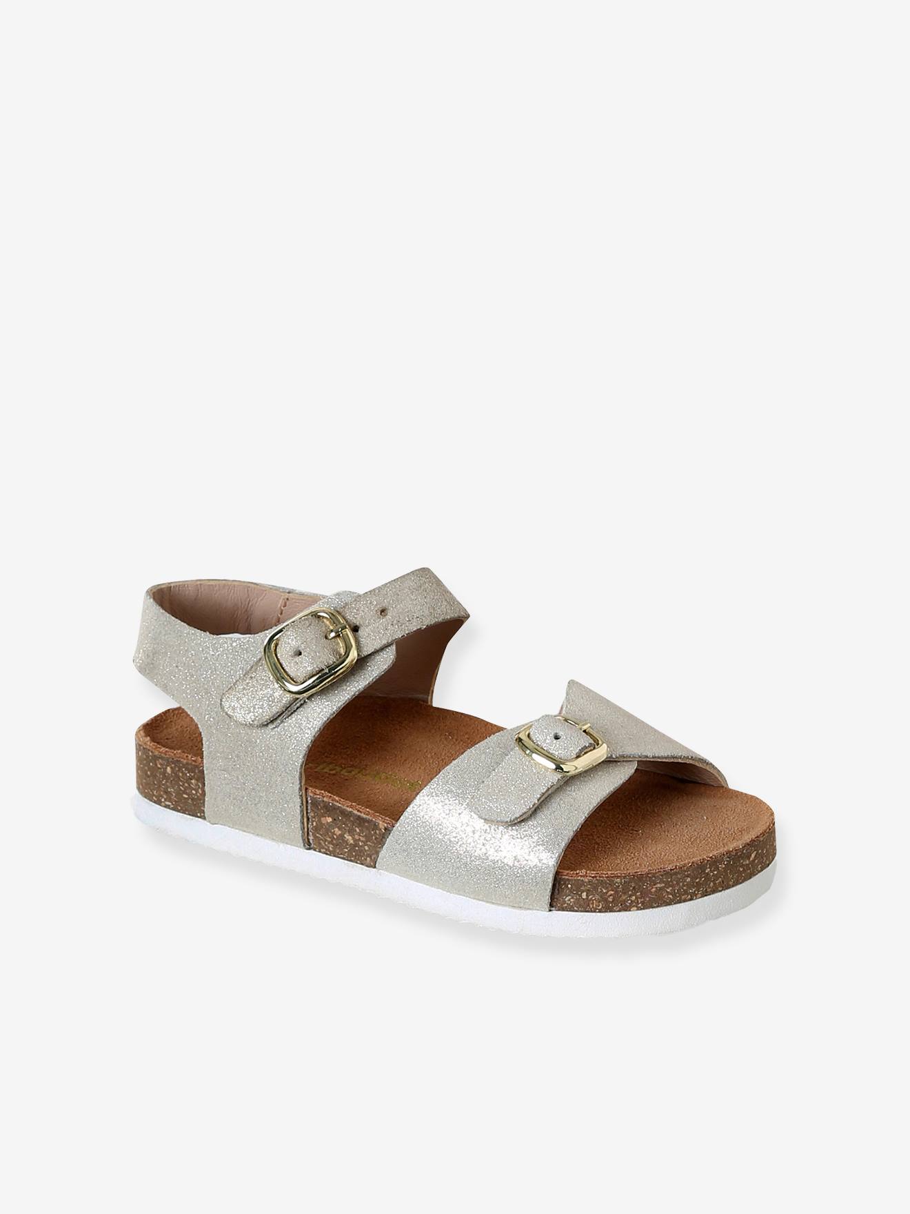 Sandales cuir boucles or