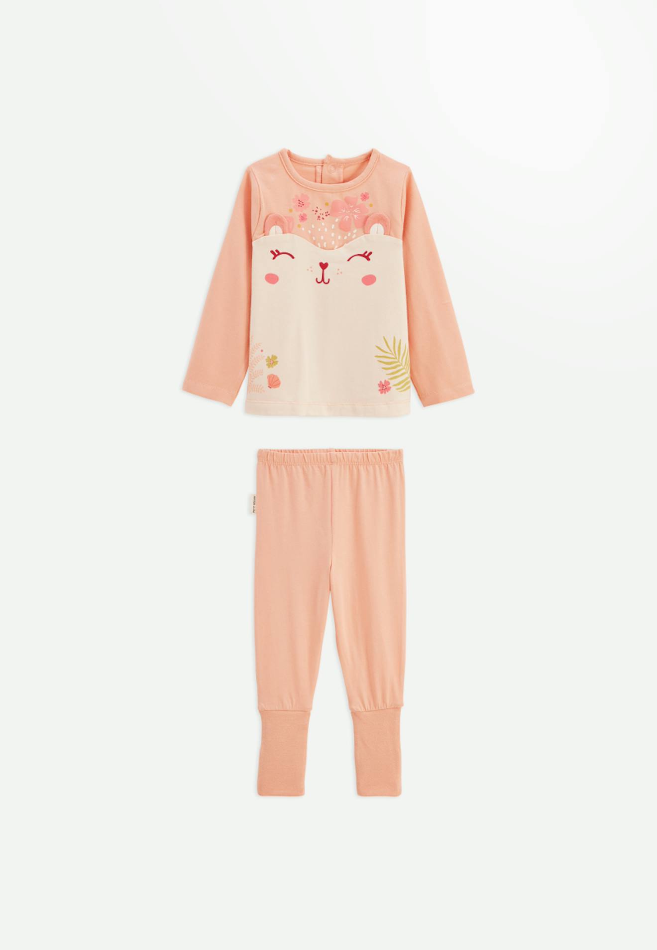 Pyjama Enfant 2 Pièces À Pieds Retroussables Santa Giulia Corail