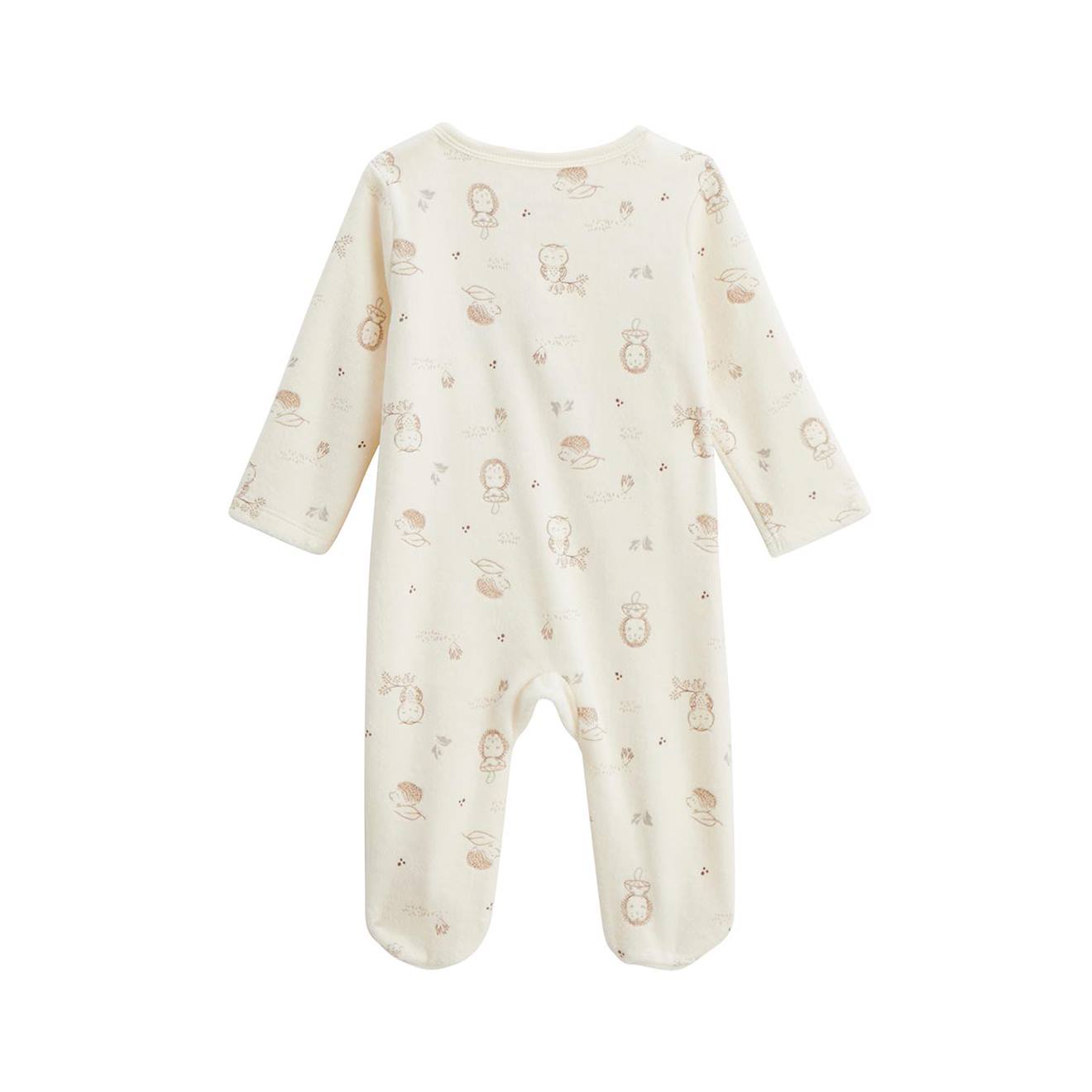Pyjama Bébé En Velours Ouverture Pont Envolée De Bisous Beige (Petit Beguin) - Image 2