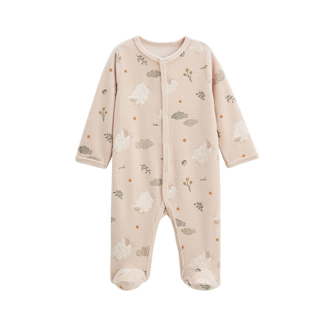 Pyjama Bébé En Velours Câlins Beige (Petit Beguin) - Image 1