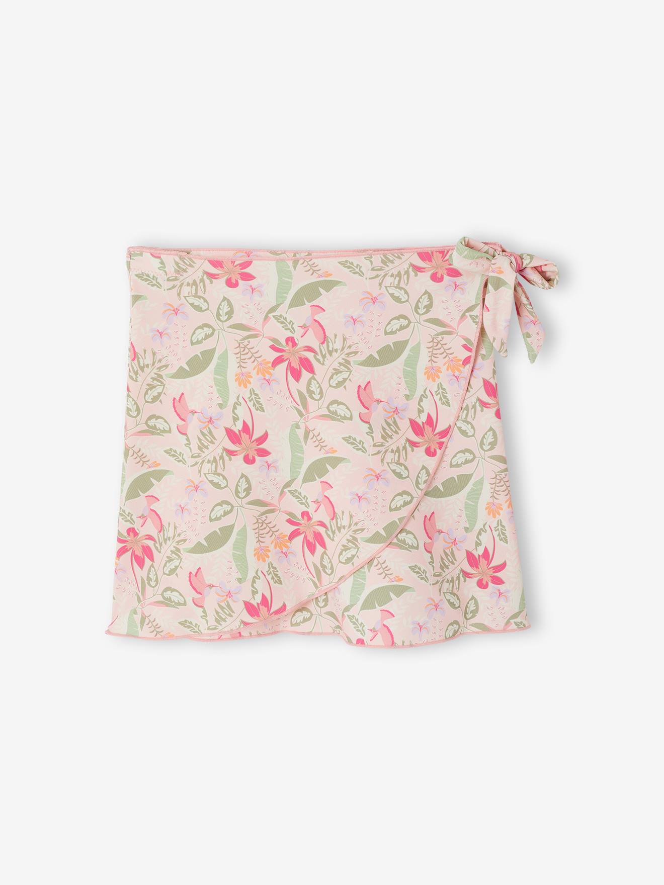 Jupe de bain fille à nouer rose pâle