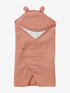 Plaid Bebe A Capuche En Microfibre Double Polaire Bois De Rose Vertbaudet