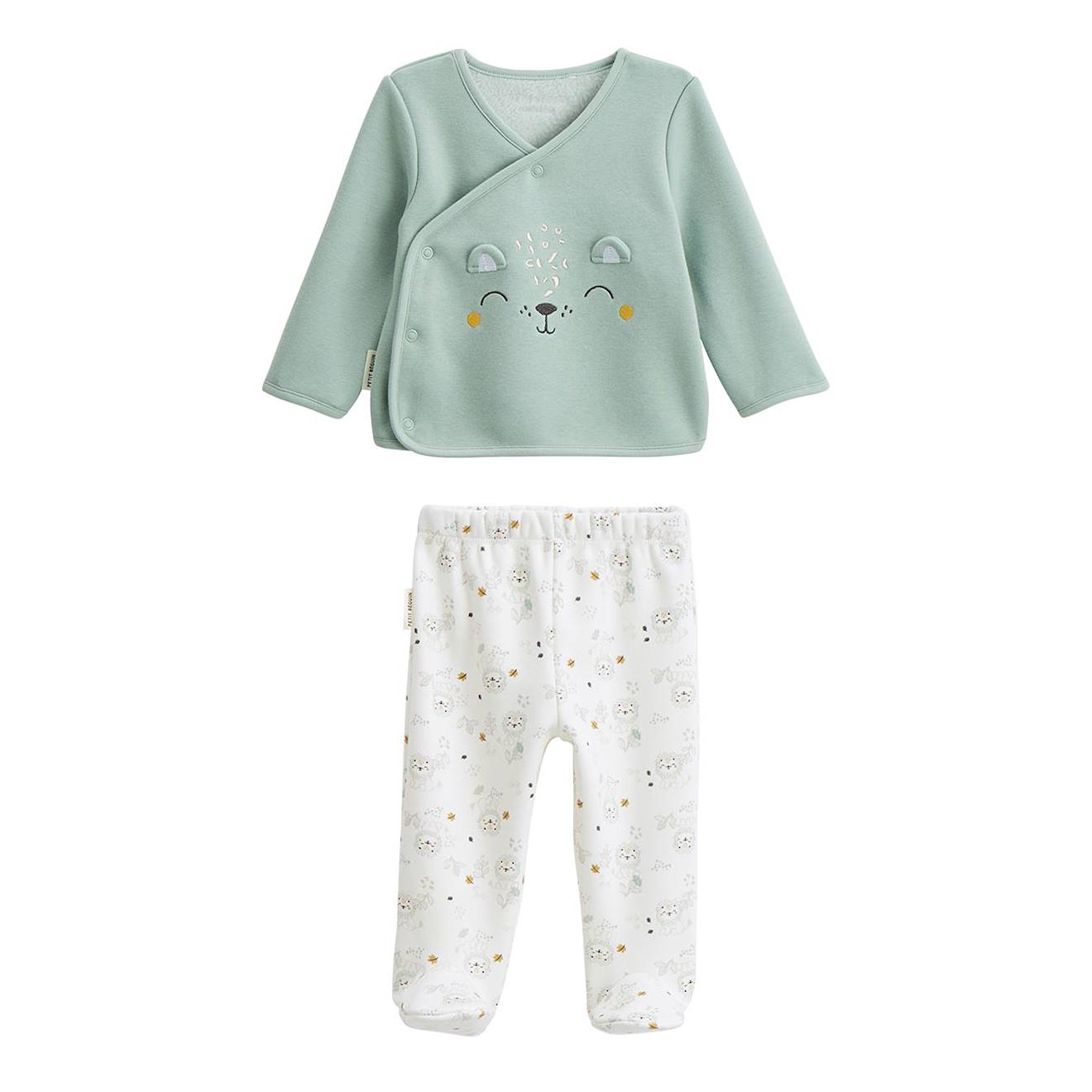 Ensemble Bébé Gilet Et Pantalon En Molleton Ultra Chaud Kenya Vert (Petit Beguin) - Image 1