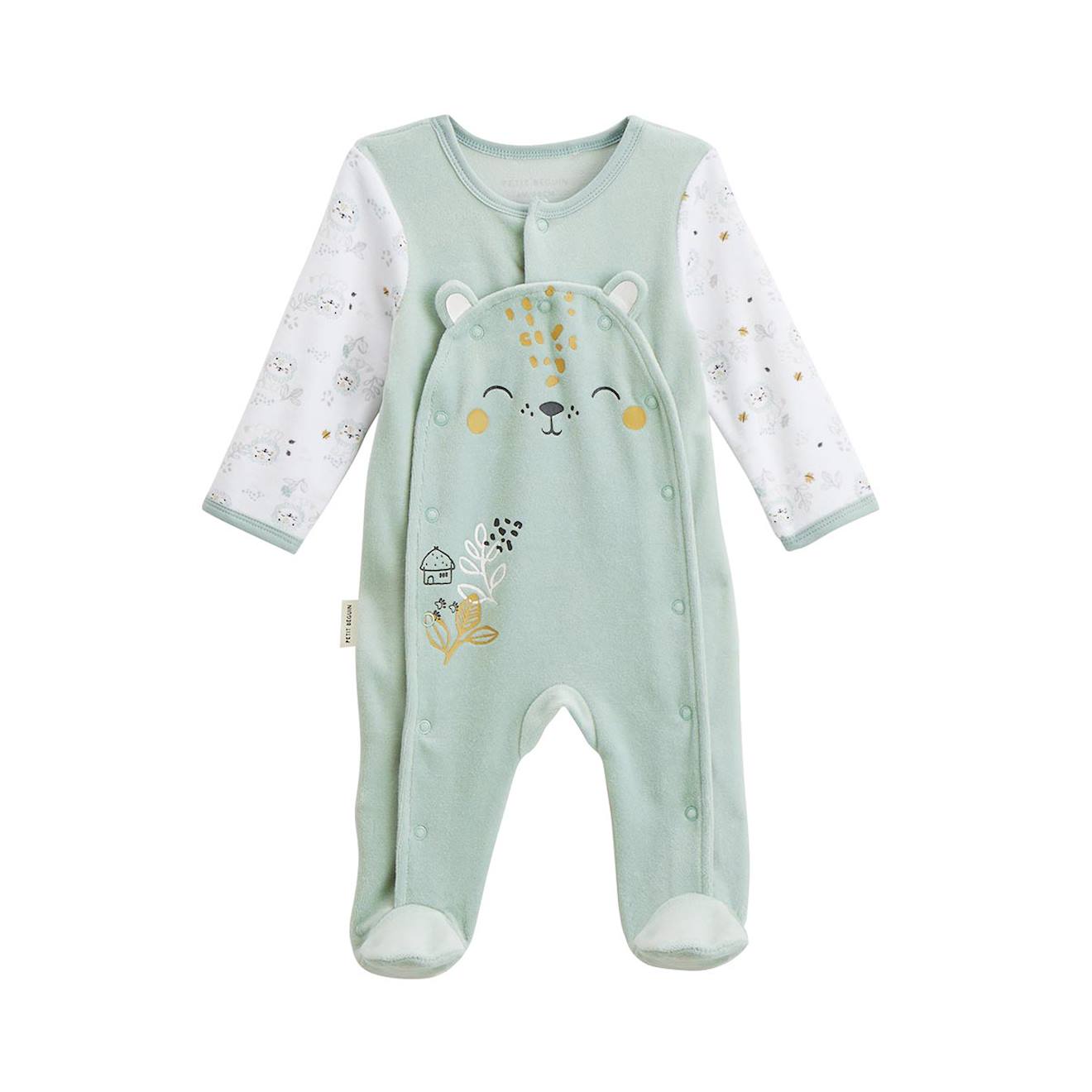 Pyjama Bébé En Velours Ouverture Pont Kenya Vert (Petit Beguin) - Image 1