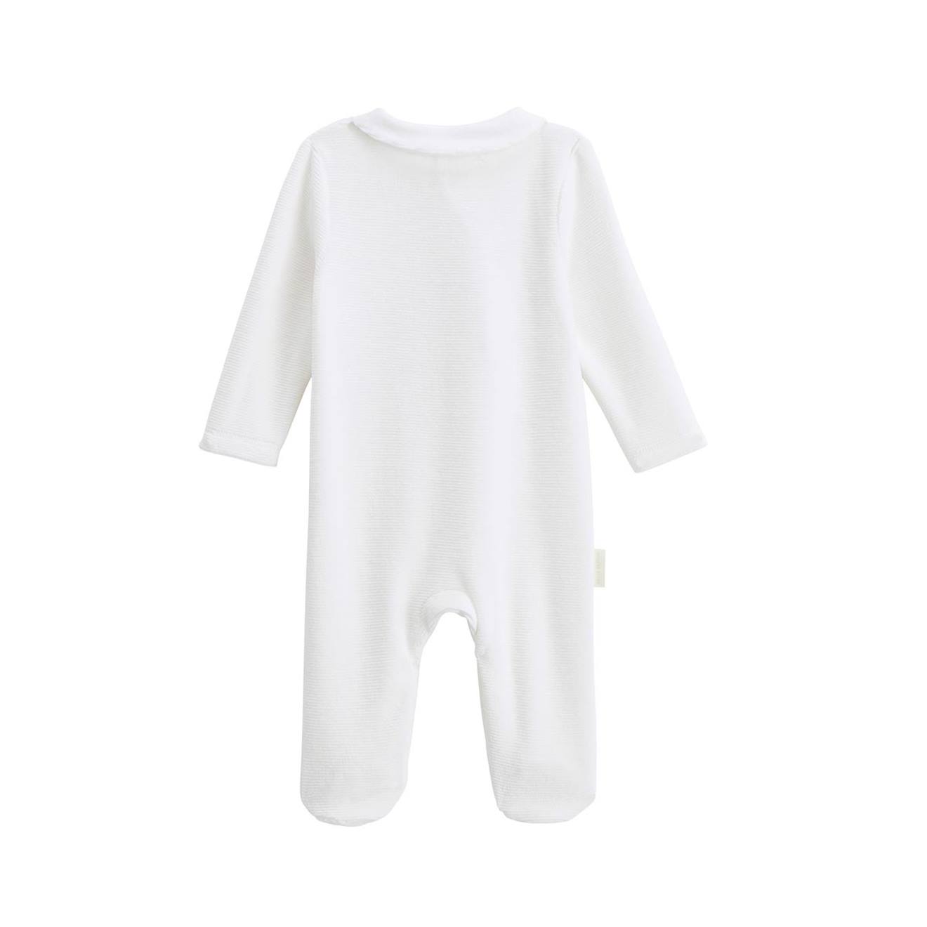 Pyjama Bébé En Velours Ouverture Croisée Perle Ecru (Petit Beguin) - Image 2