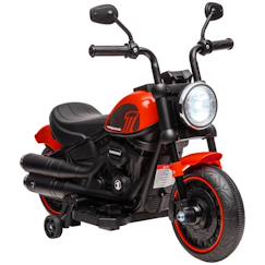 Jouet-Moto électrique enfant 6 v 3 km/h effet lumineux roulettes amovibles repose-pied pédale métal pp rose noir
