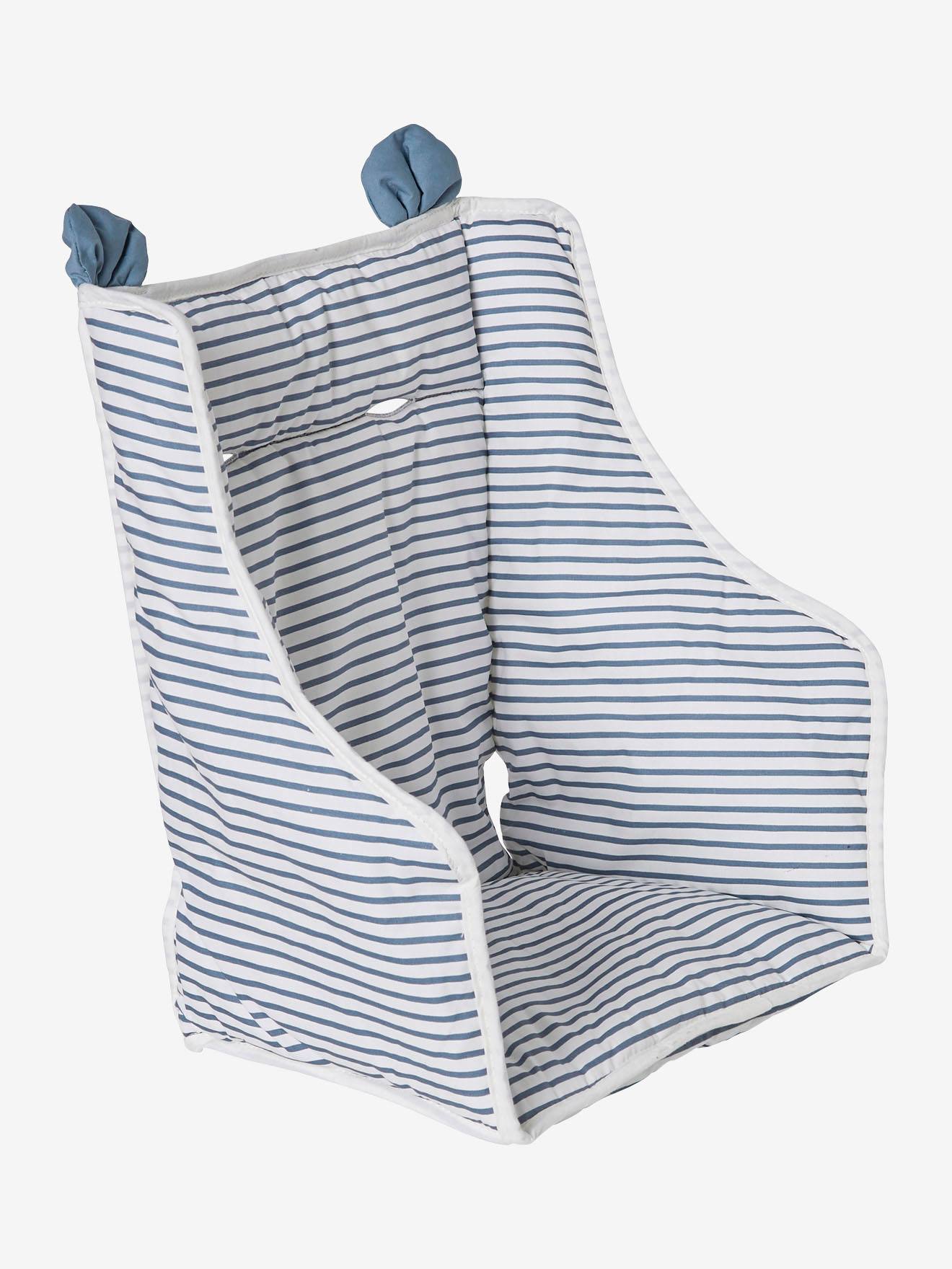 Coussin de chaise haute rayé bleu