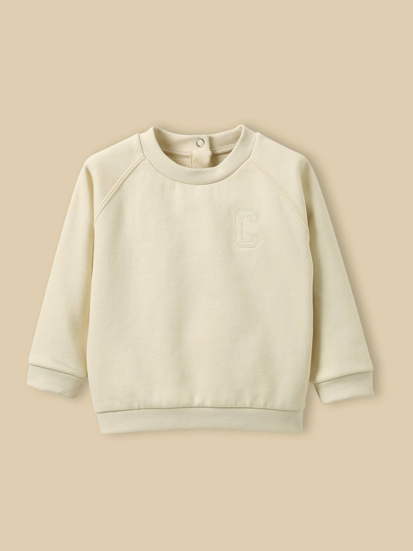 Sweat Brodé Bébé - Coton Biologique Jaune Pastel