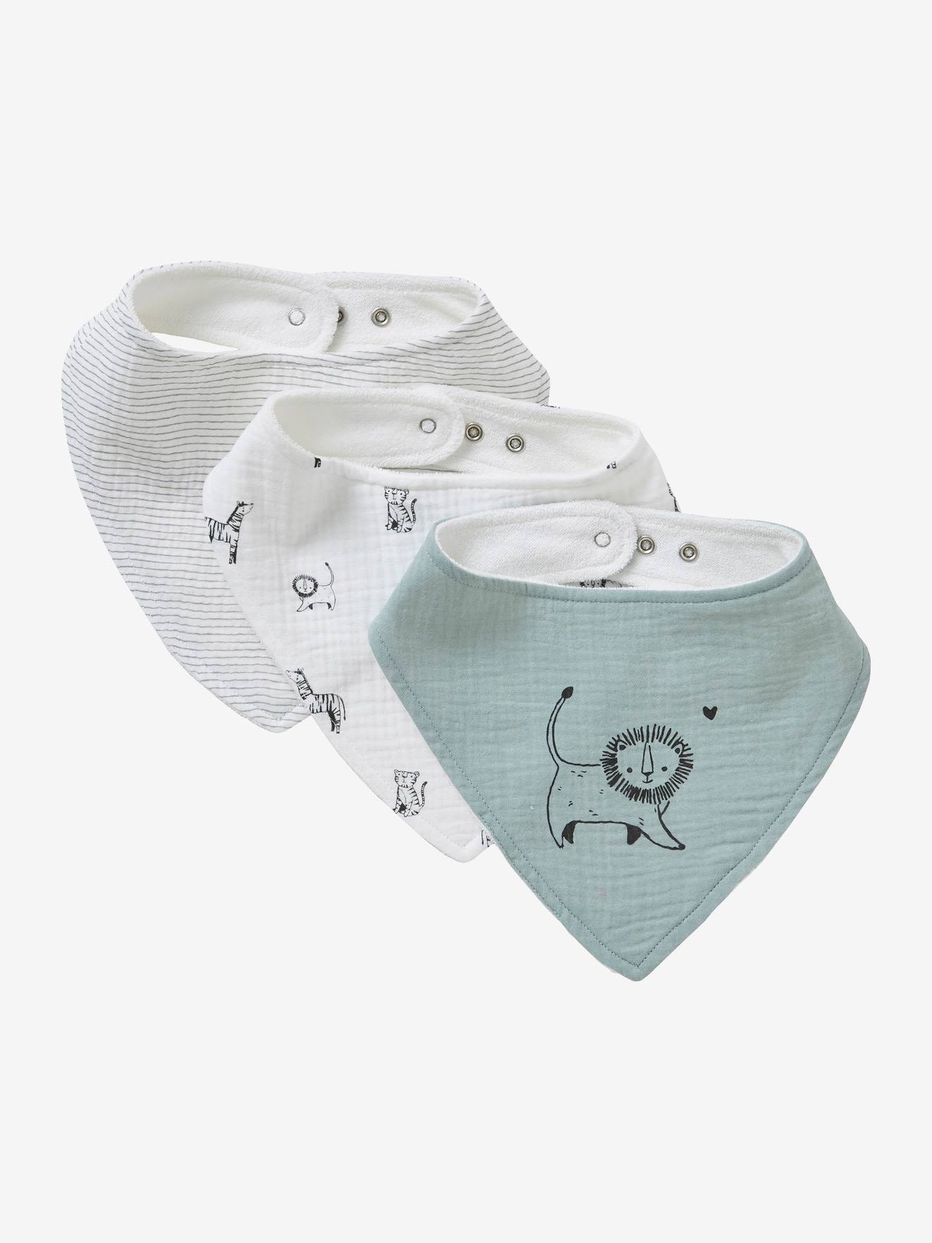Vertbaudet - Lot de 3 bavoirs bandanas en gaze de coton tanzanie