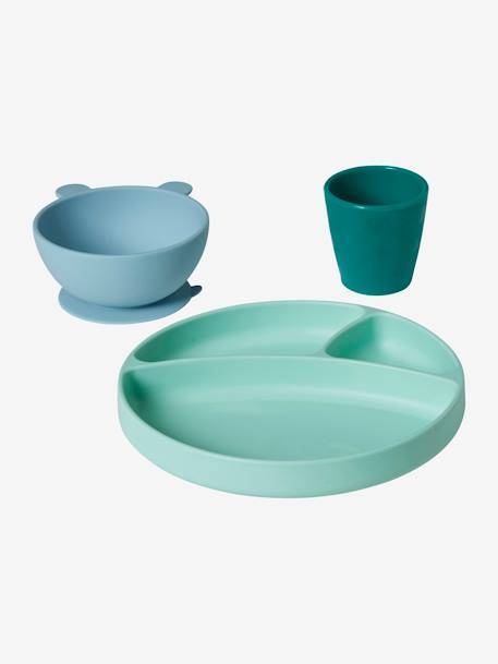 Coffret Repas En Silicone Set Bleu Vertbaudet