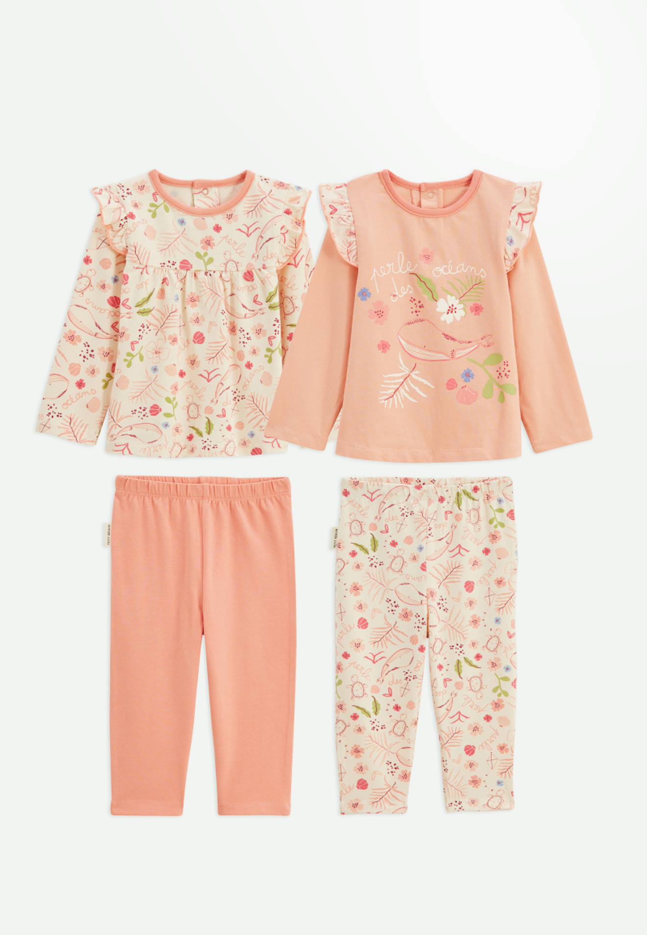 Lot De 2 Pyjamas Enfant 2 Pièces Santa Giulia Corail