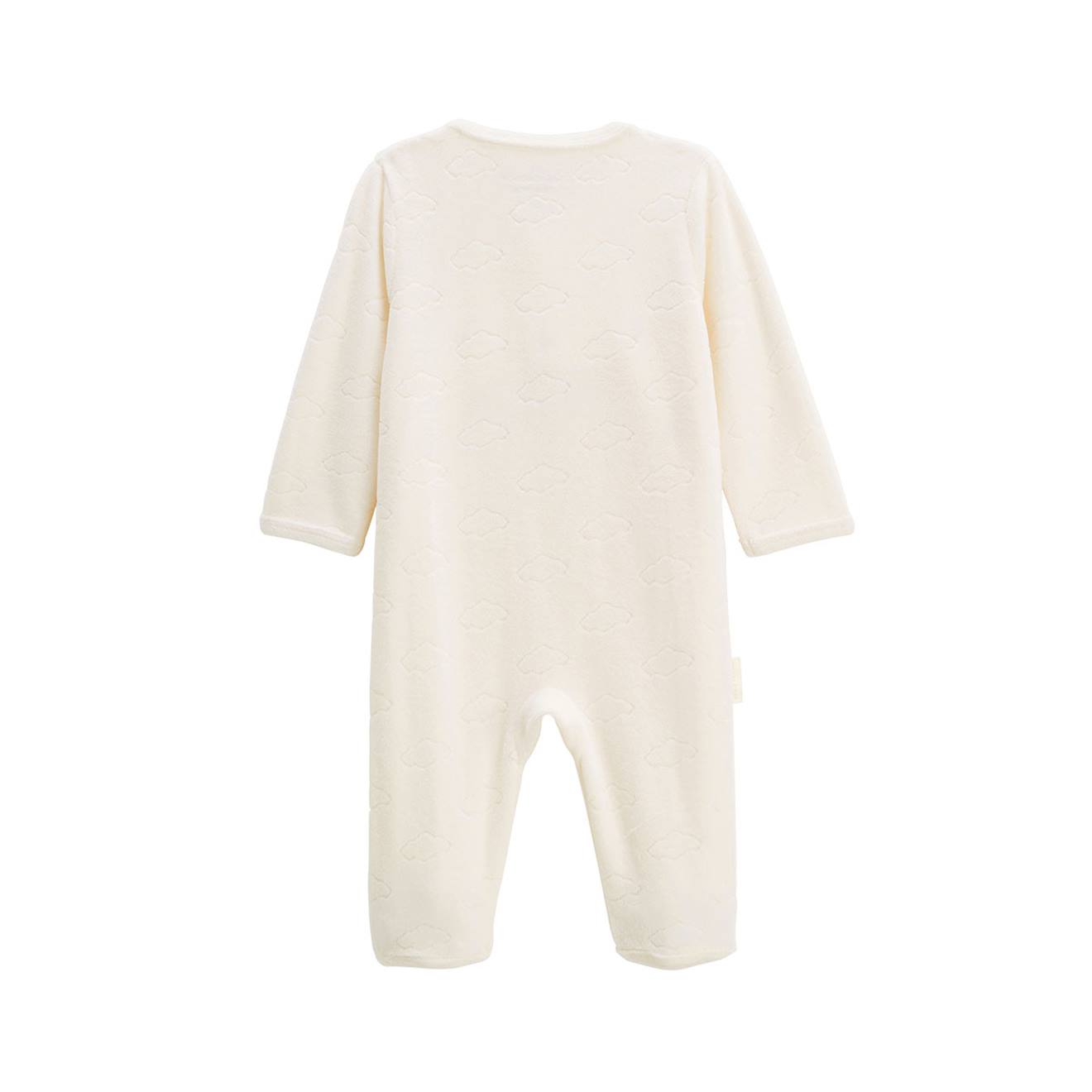 Pyjama Bébé En Velours Ouverture Pont Câlins Ecru (Petit Beguin) - Image 2