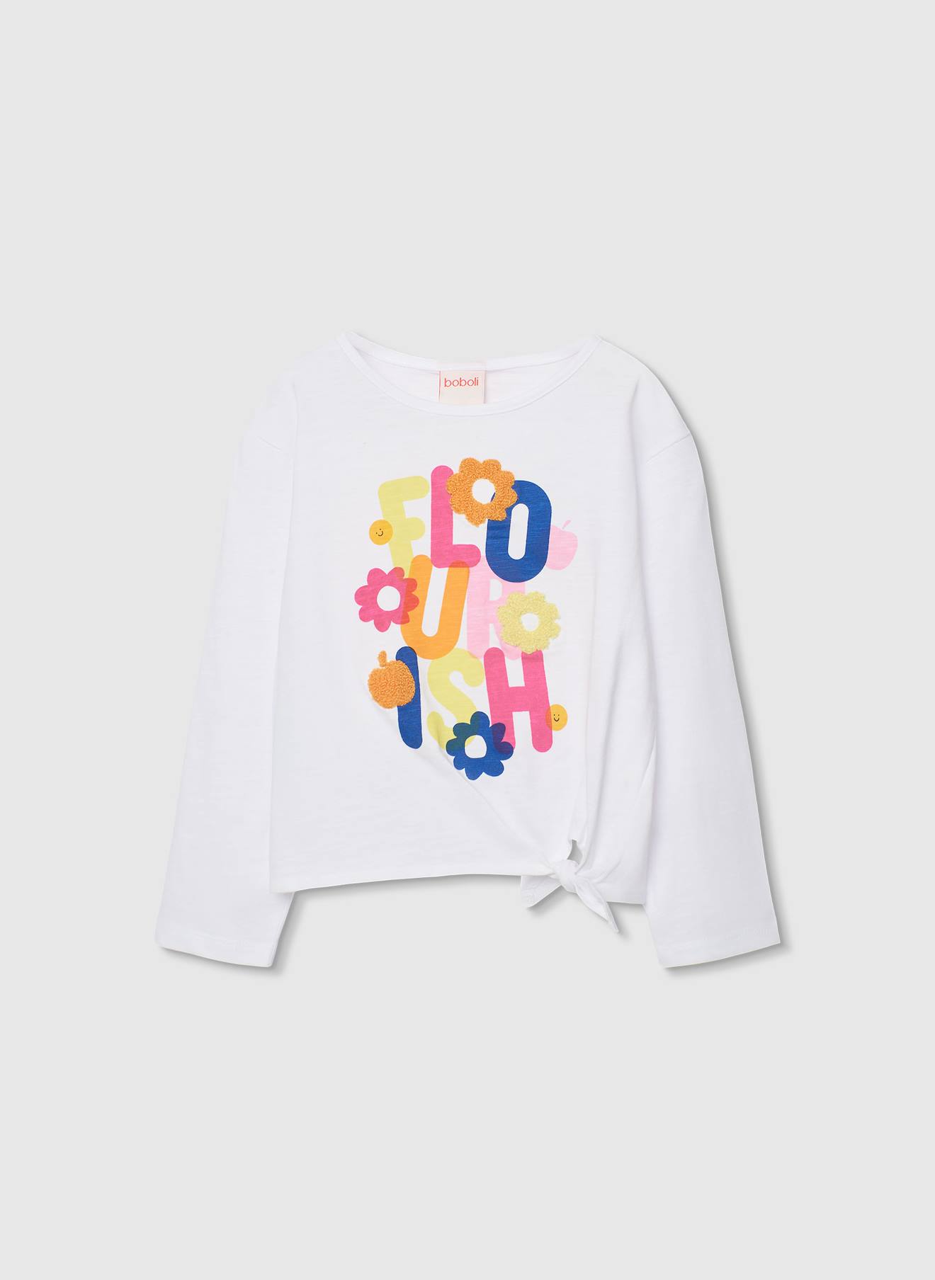 T-shirt fille manches longues maille blanc