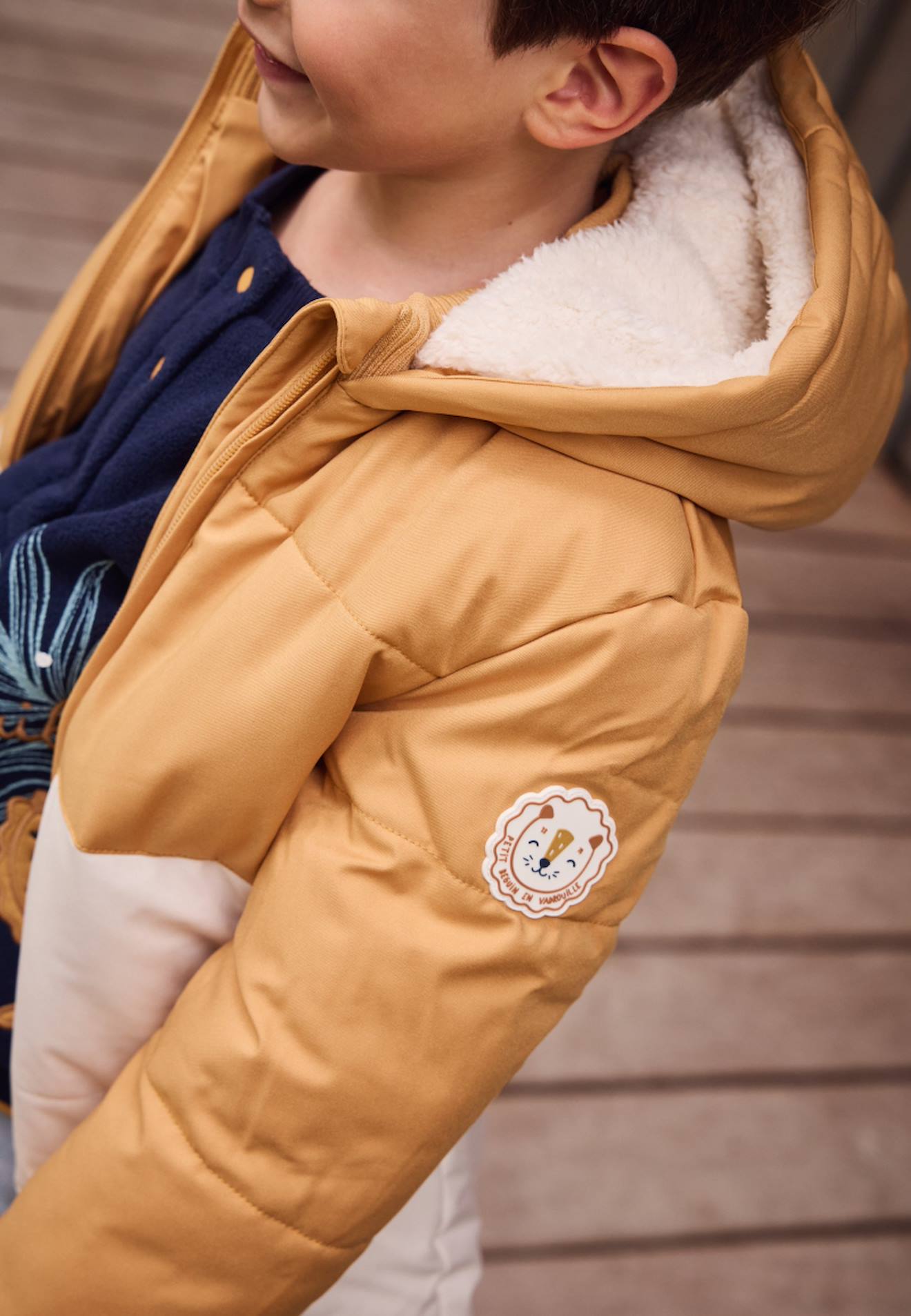 Doudoune Enfant Imperméable Doublée Polaire Avec Capuche Charly Camel