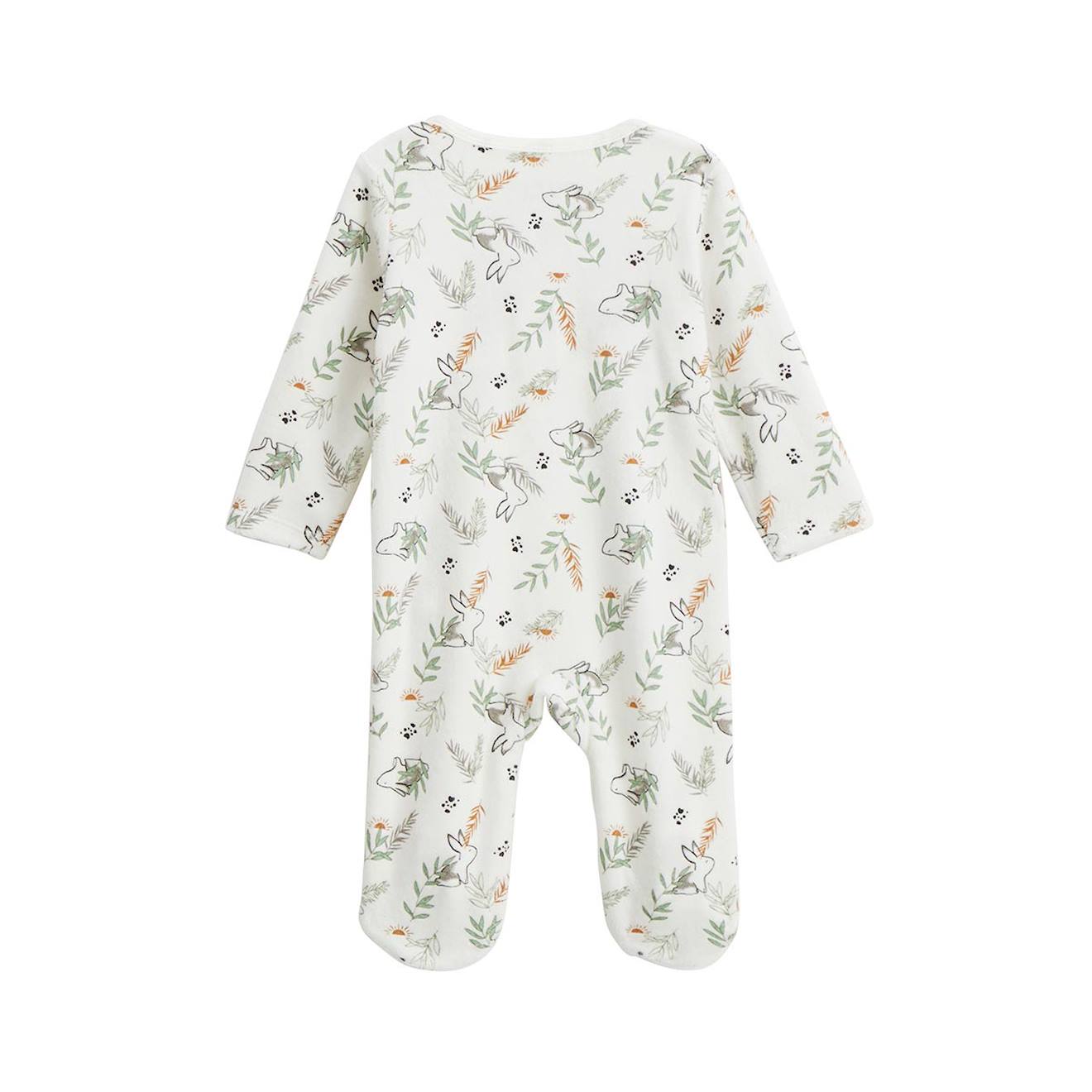 Pyjama Bébé En Velours Ouverture Pont Frimousse Ecru (Petit Beguin) - Image 2
