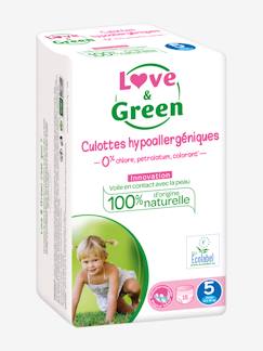 Puériculture-Toilette de bébé-Couches et lingettes-Couches jetables-Culottes hypoallergéniques T5 x 18 LOVE & GREEN
