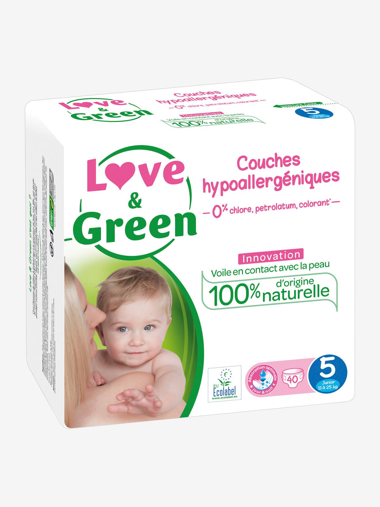 Couches T4+ (9-20kg) Hypoallergéniques Love and Green - La Fourche