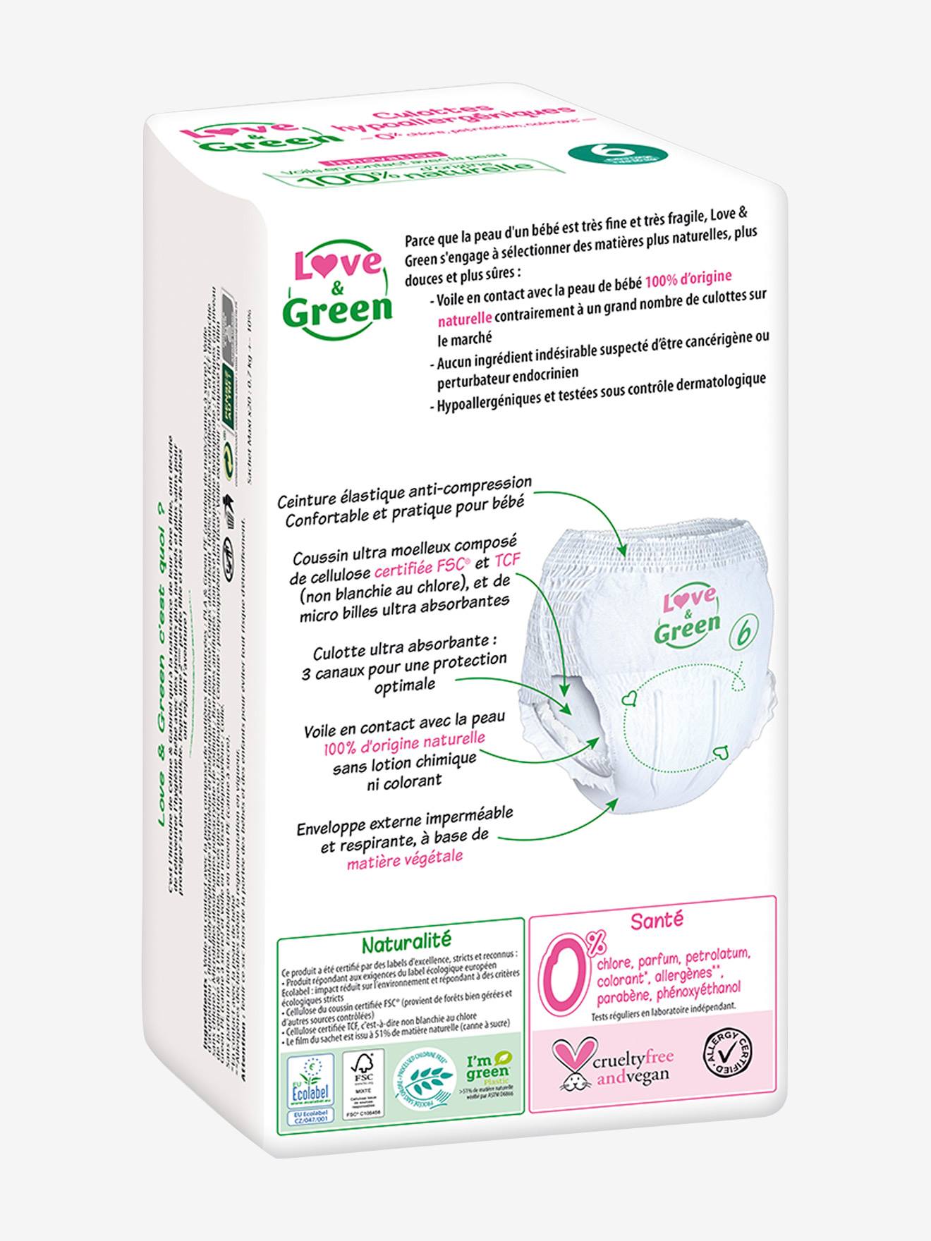Culottes hypoallergéniques T6 x 16 LOVE & GREEN blanc (Love & Green) - Image 1