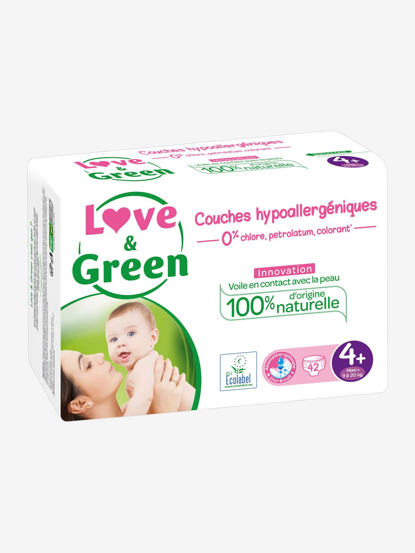 Couches Bébé Hypoallergéniques 0% Love & Green - Taille 2/3-6 kg (x 36  couches)