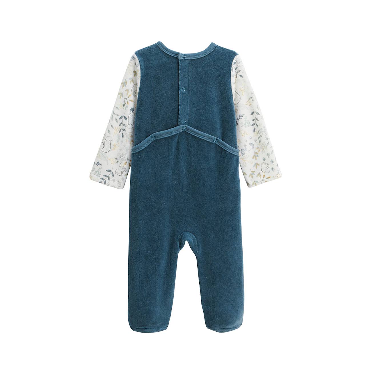 Pyjama Bébé En Velours Cacahuète Bleu (Petit Beguin) - Image 2