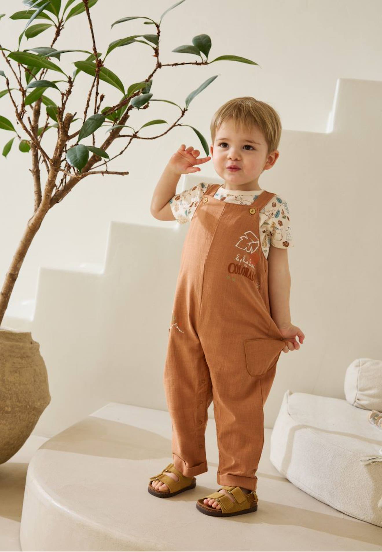 Ensemble Salopette Bébé Et T-shirt Kansas City Camel