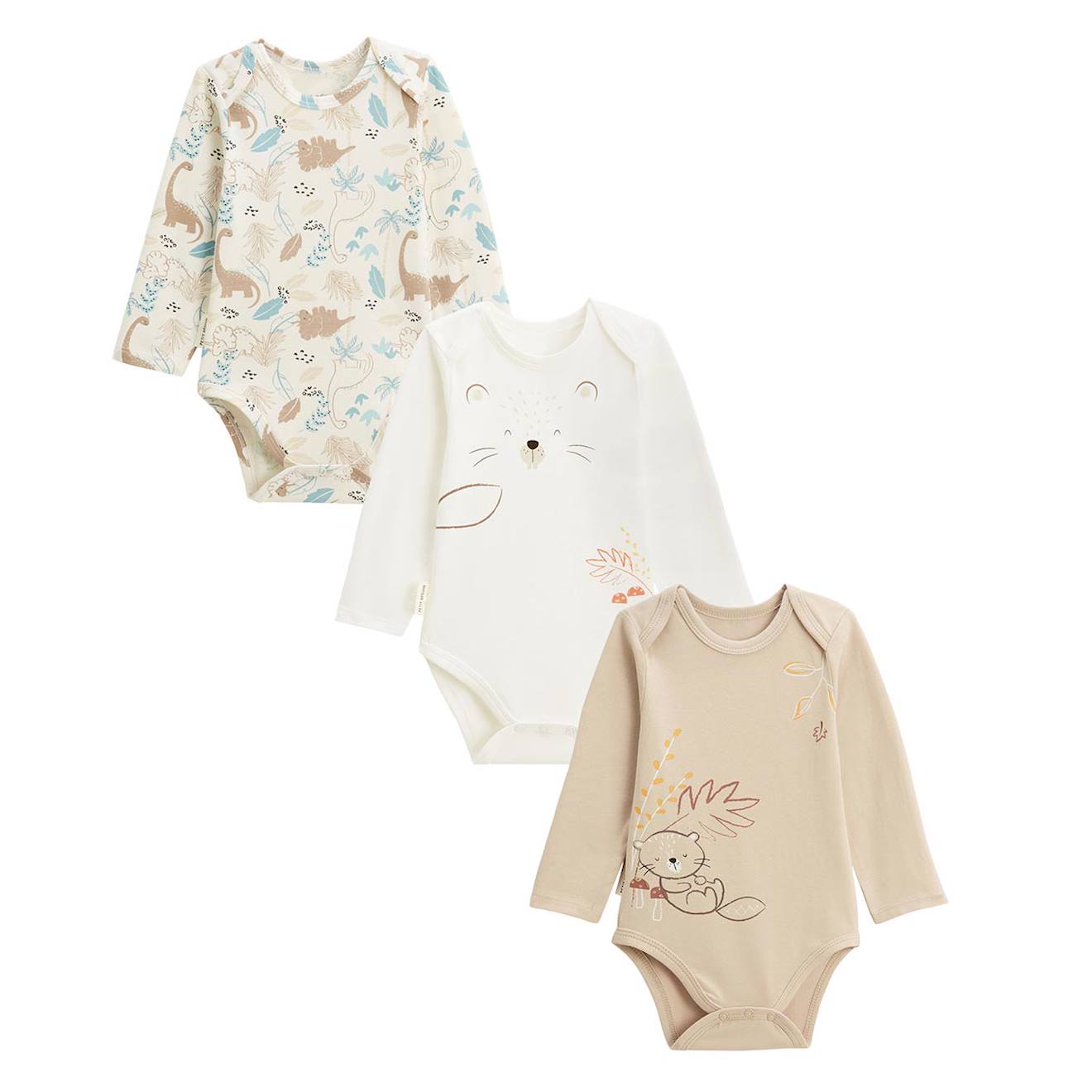 Lot De 3 Bodies Bébé Manches Longues Cracotte Ecru (Petit Beguin) - Image 2