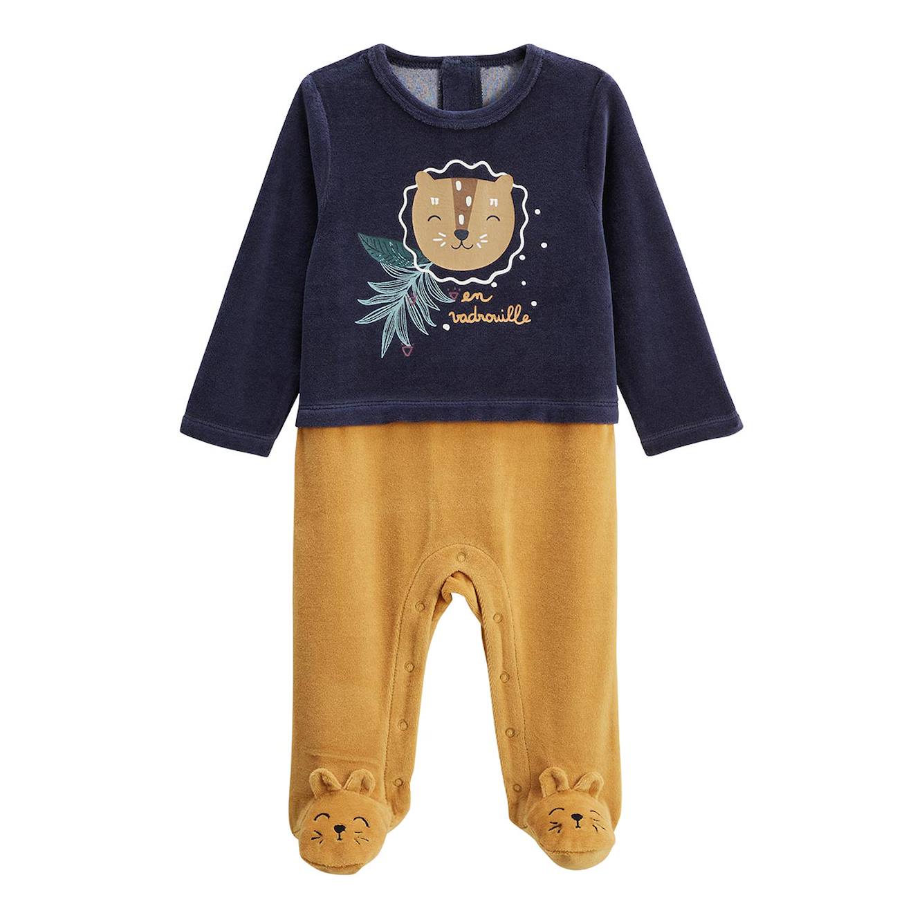 Pyjama Bébé En Velours Charly Bleu (Petit Beguin) - Image 1