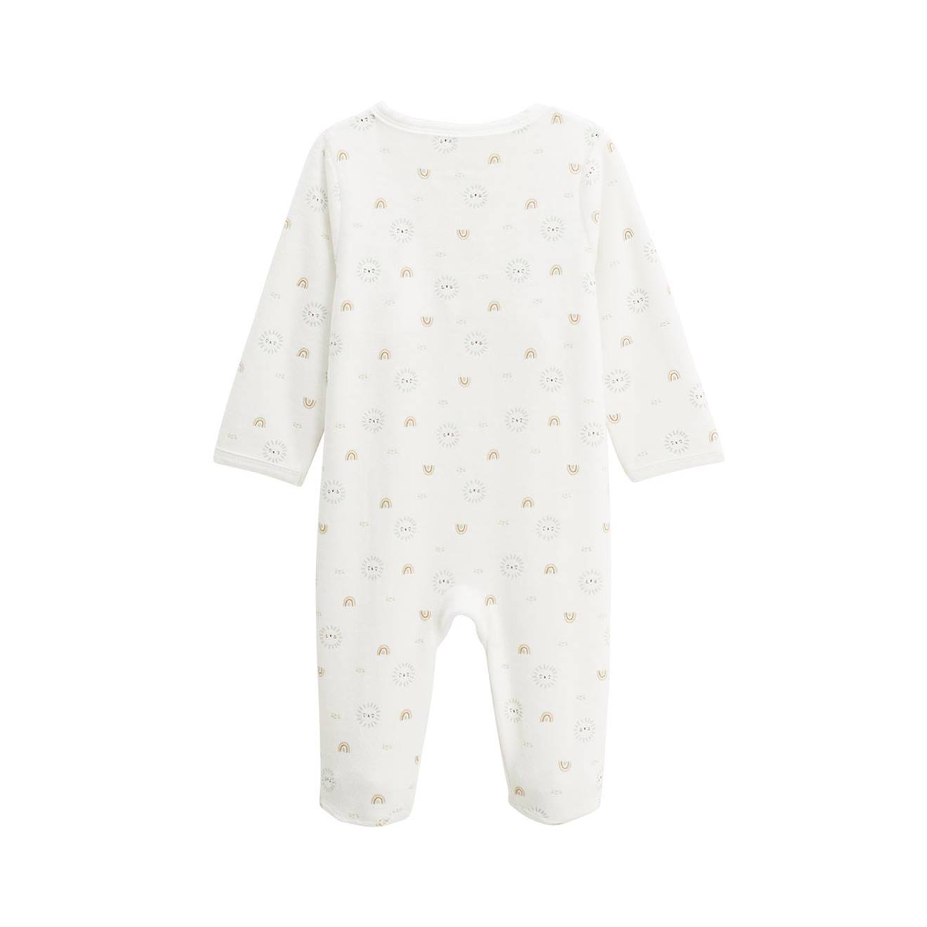 Pyjama Bébé En Velours Ouverture Pont Mon Petit Chou Du Pérou Ecru (Petit Beguin) - Image 2