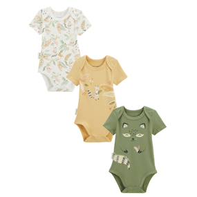 Petit Béguin - Lot De 2 Bodies Bébé Manches Courtes Fiesta - Coton Bio Doux Avec Perruches