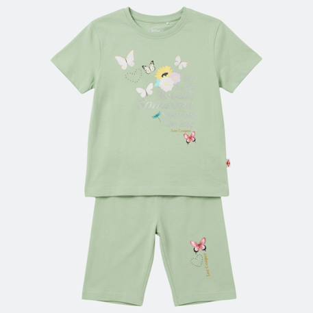 Ensemble fille t-shirt manches courtes et bermuda Beige+Fushia+Rosatre+Vert 13 - vertbaudet enfant 