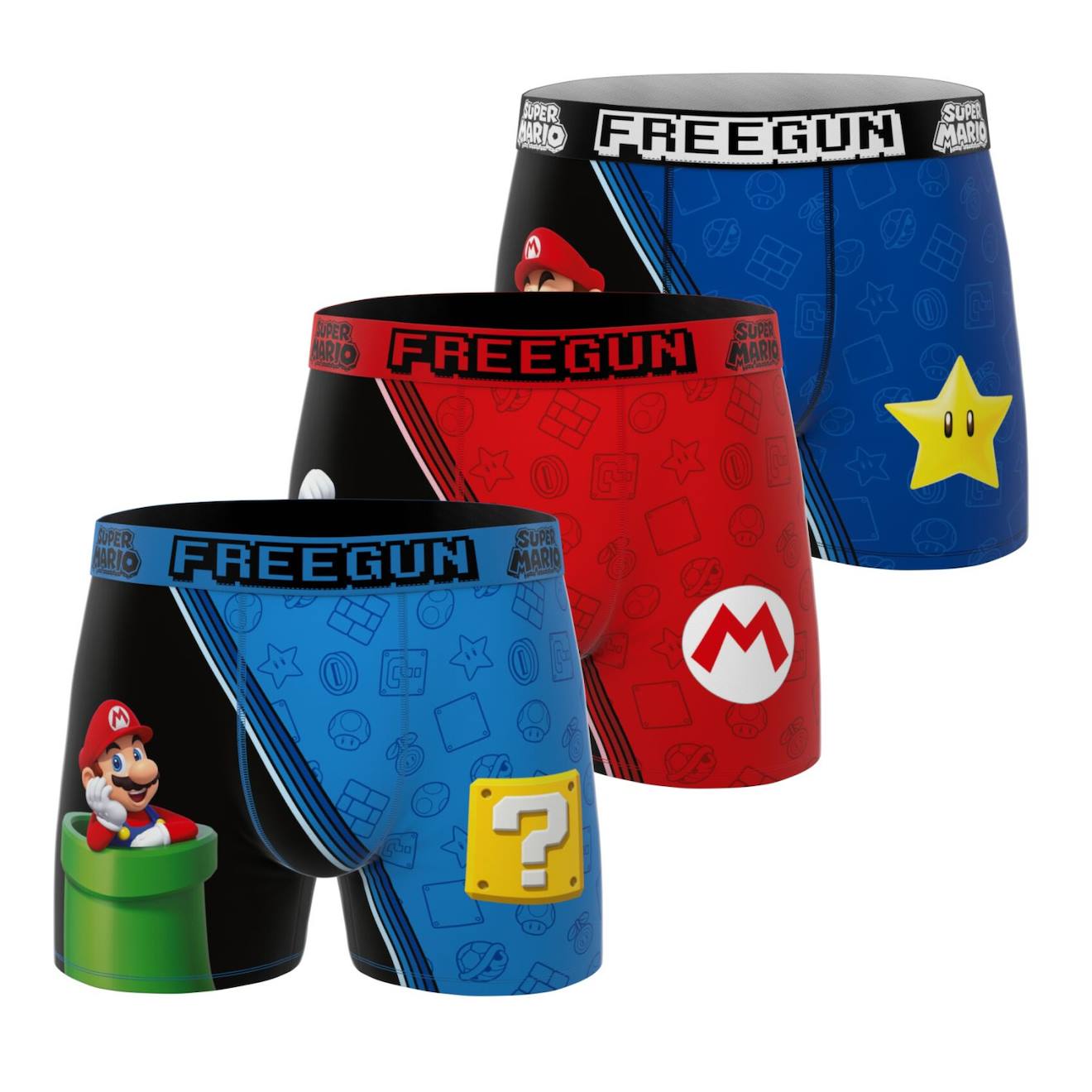 Lot De 3 Boxers Super Mario Bros Bleu/rouge/noir