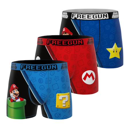 Lot de 3 boxers  super mario bros Bleu/rouge/noir 1 - vertbaudet enfant 