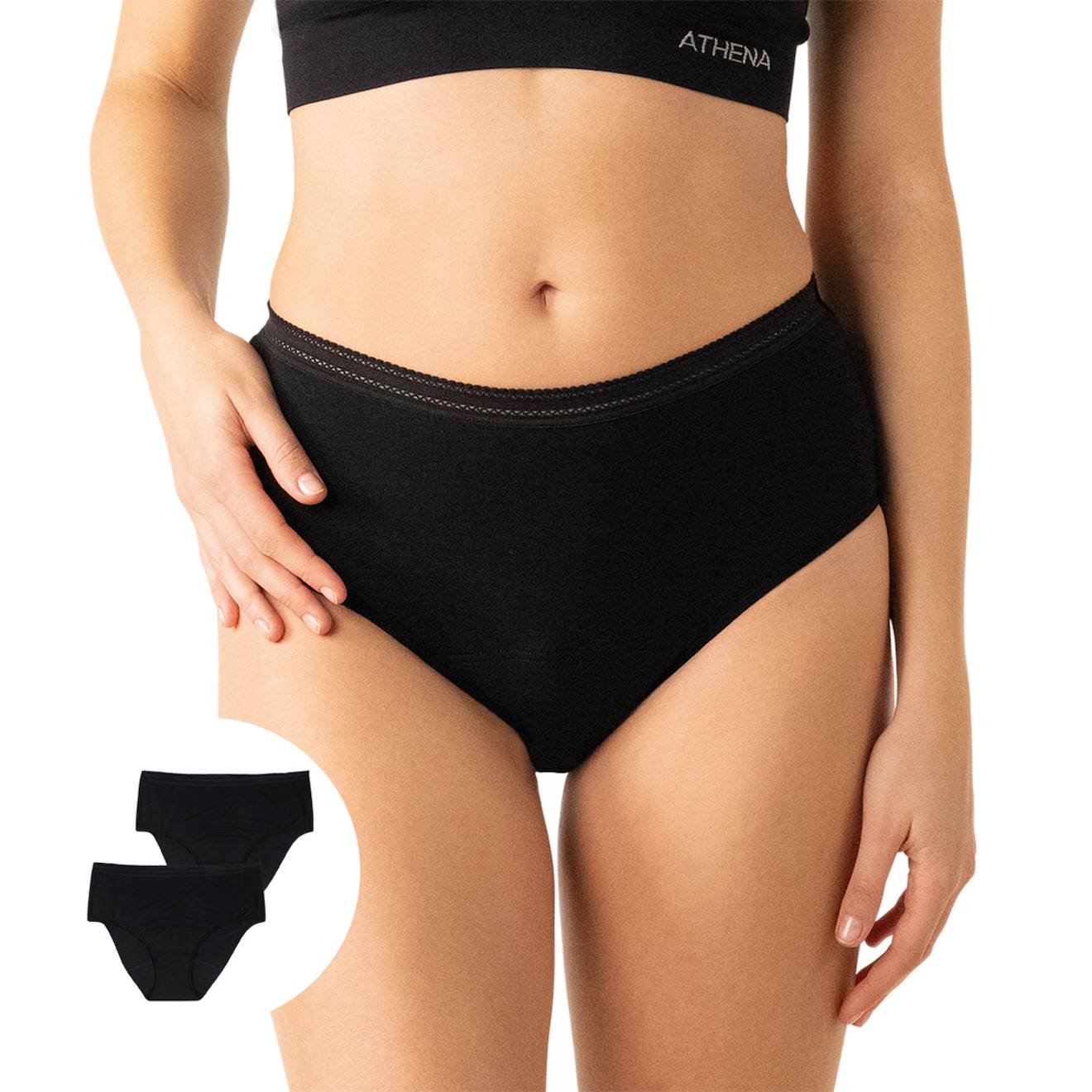 Lot De 2 Culottes Menstruelles Taille Haute Femme Noir