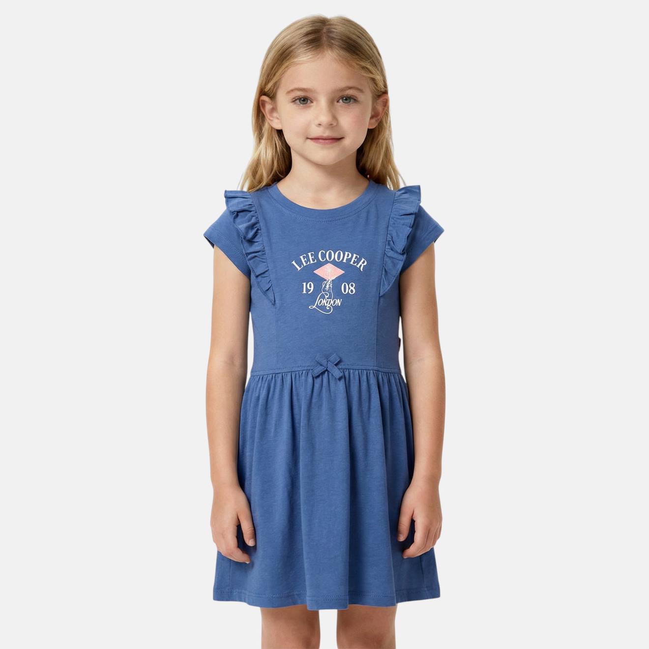 Robe Fille Manches Courtes Bleu