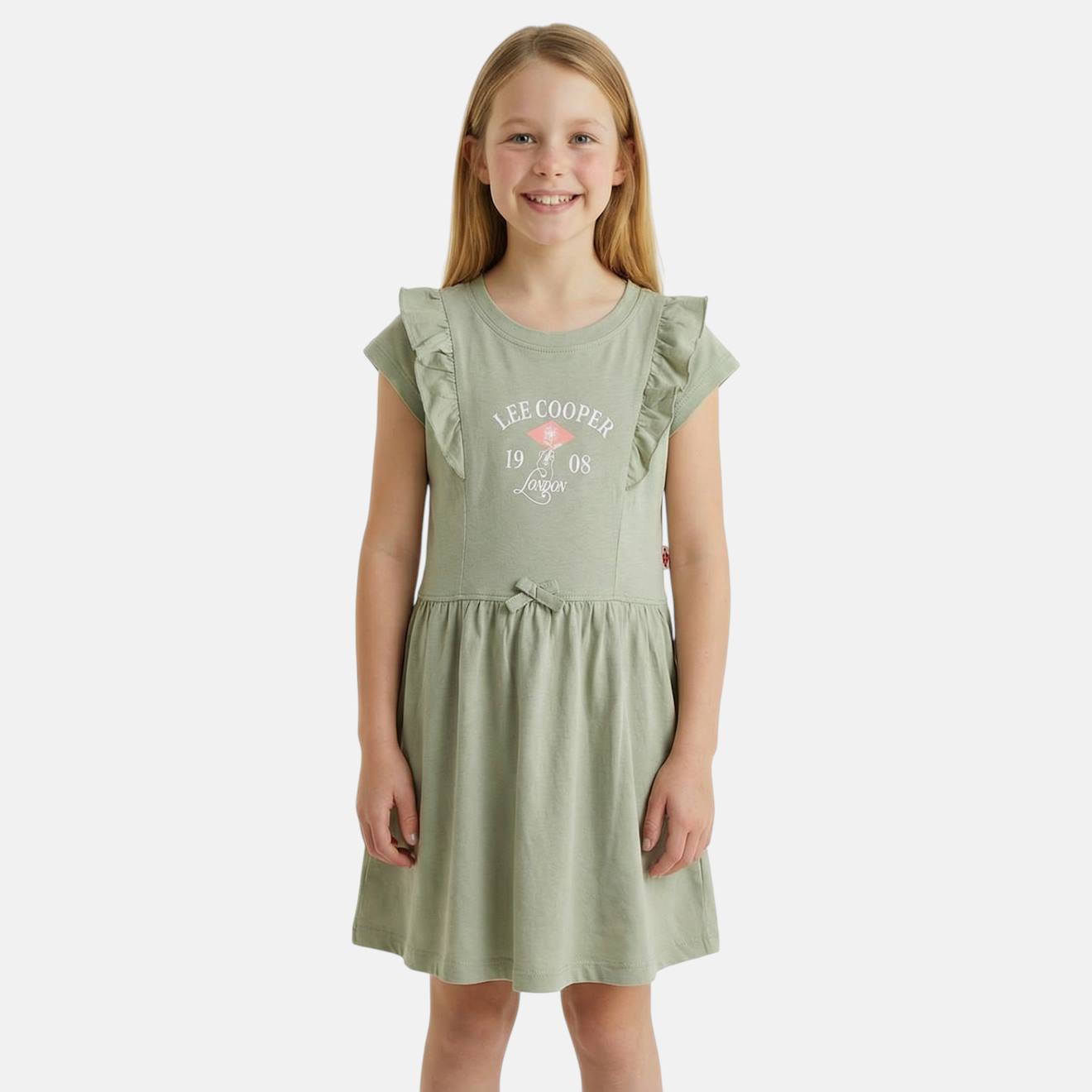 Robe Fille Manches Courtes Kaki
