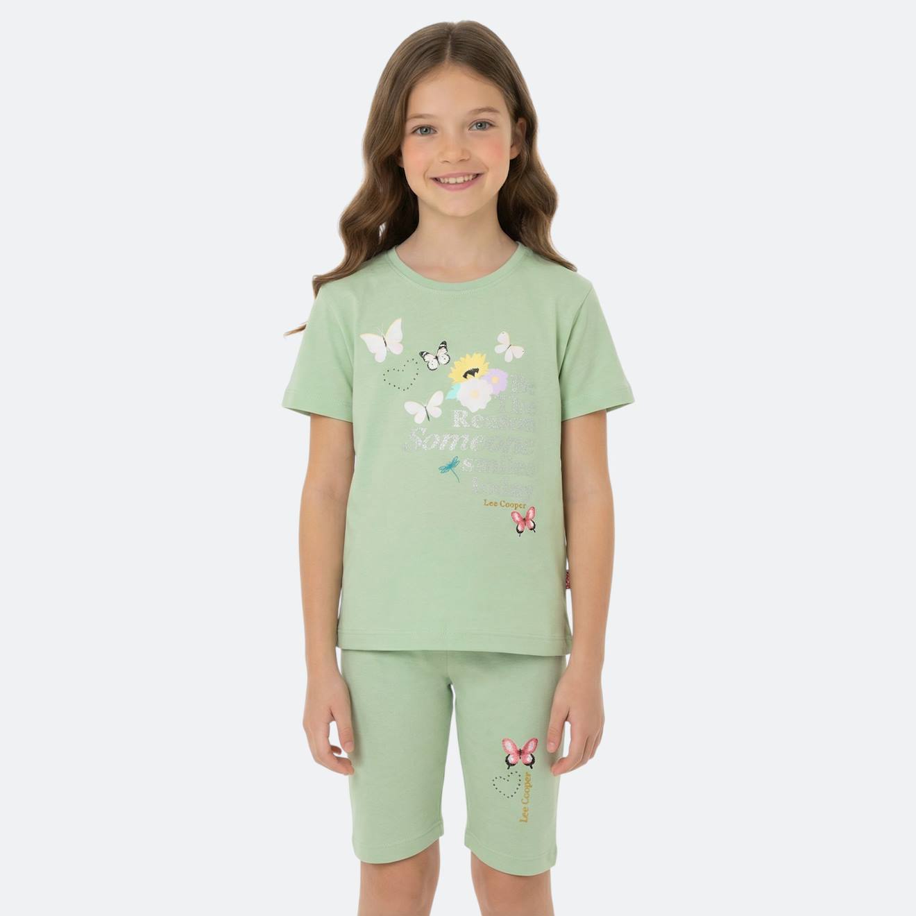 Ensemble Fille T-shirt Manches Courtes Et Bermuda Vert 14 €