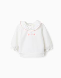 Sweat en coton avec fleurs en relief  - vertbaudet enfant