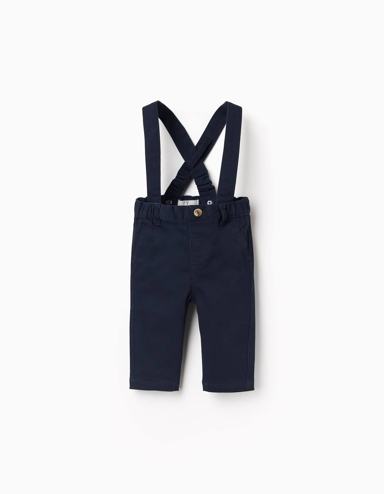 Pantalon En Serg Avec Bretelles Bleu Fonc 17 €