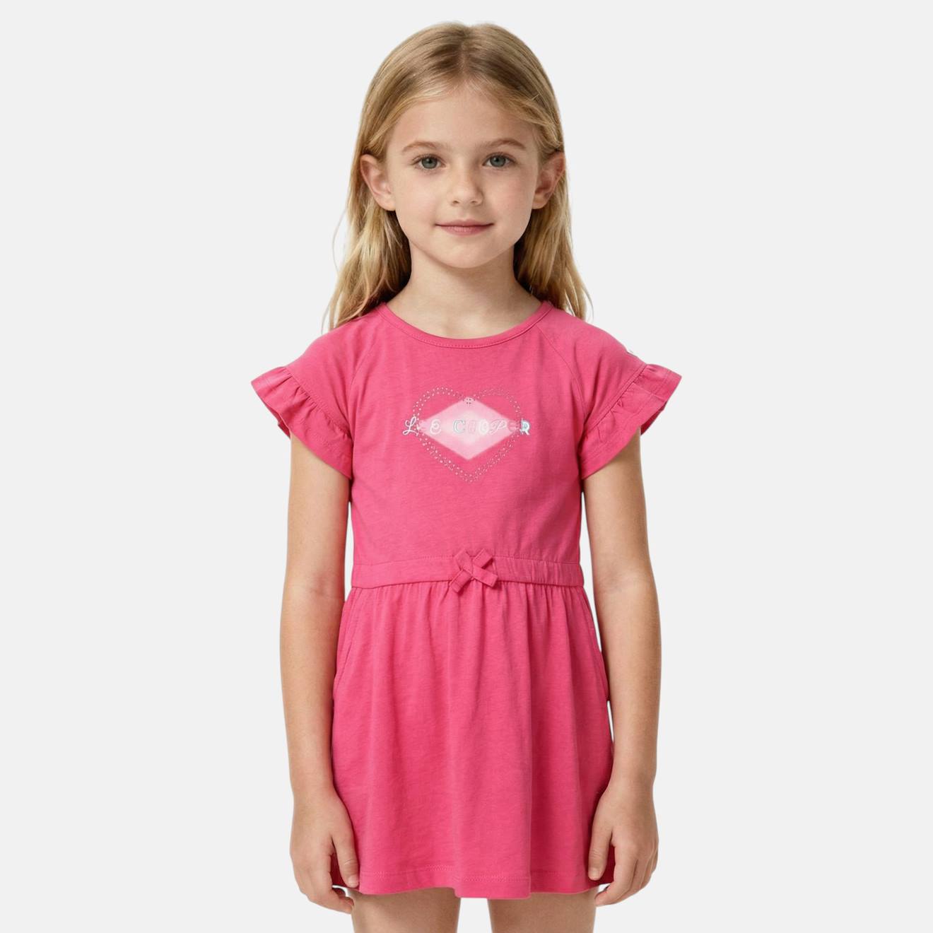 Robe Fille Manches Courtes Fushia
