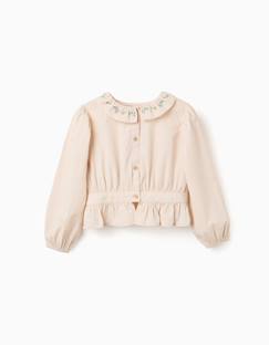 -Blouse en popeline à volants et manches ballon b&s
