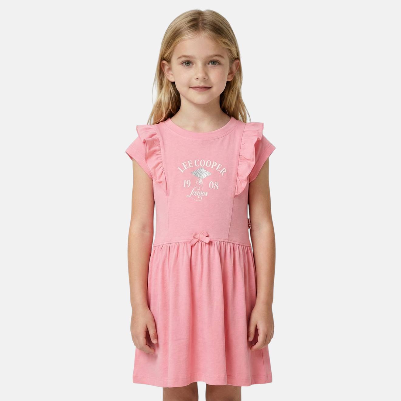 Robe Fille Manches Courtes Rose