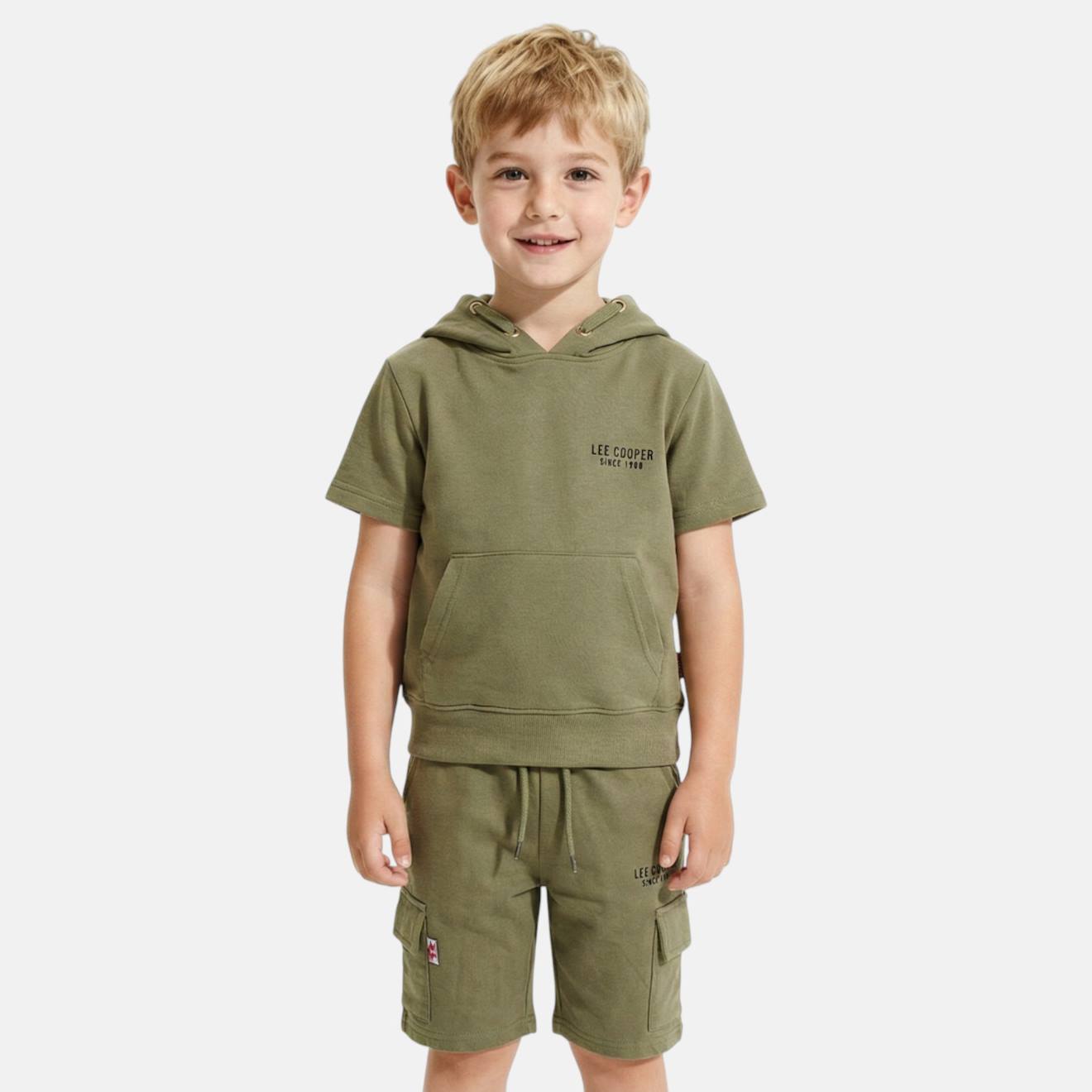 Ensemble Garon T-shirt Manches Courtes Capuche Et Short Kaki 25 €