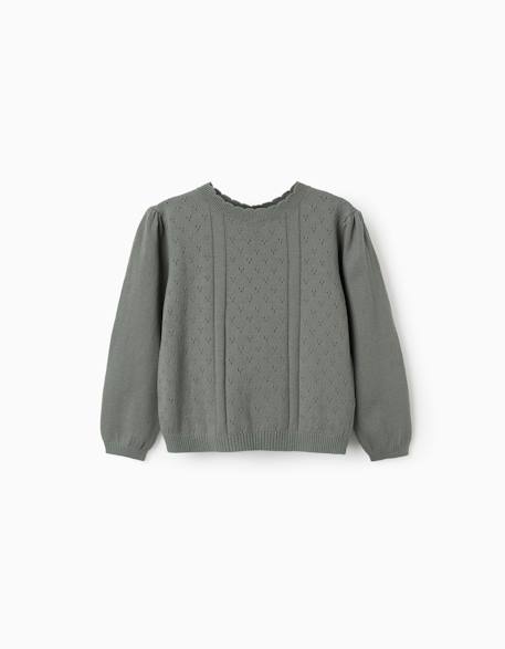 Fille-Pull en maille ajourée de coton b&s