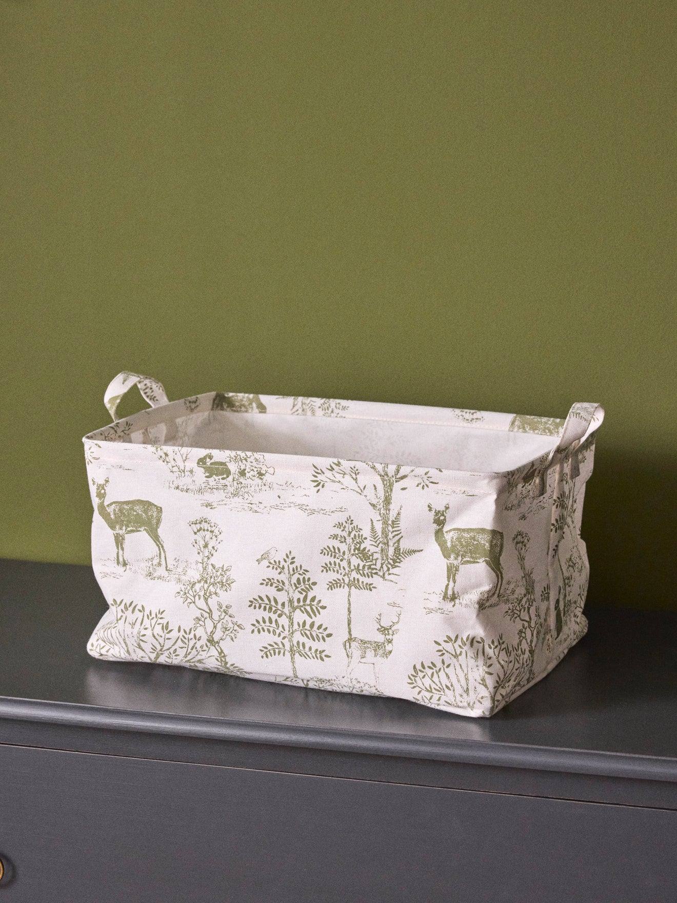 Bac De Rangement Rectangle Esprit Toile De Jouy Vert (Cyrillus) - Couverture