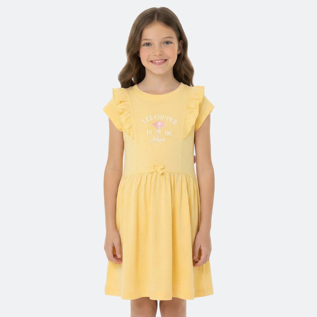 Robe Fille Manches Courtes Jaune