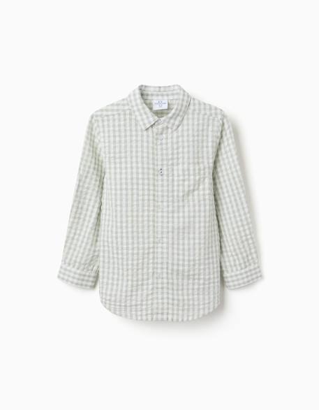 Garçon-Chemise en coton à manches longues et vichy b&s