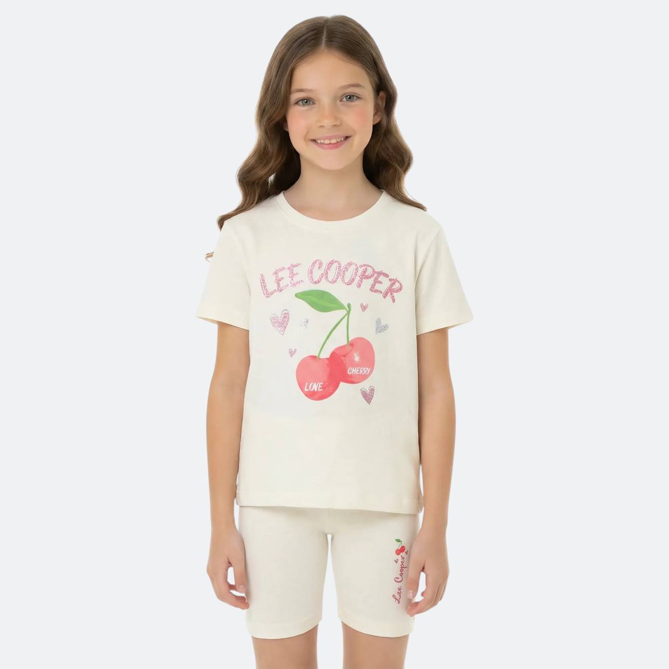 Ensemble Fille T-shirt Manches Courtes Et Bermuda Beige 14$