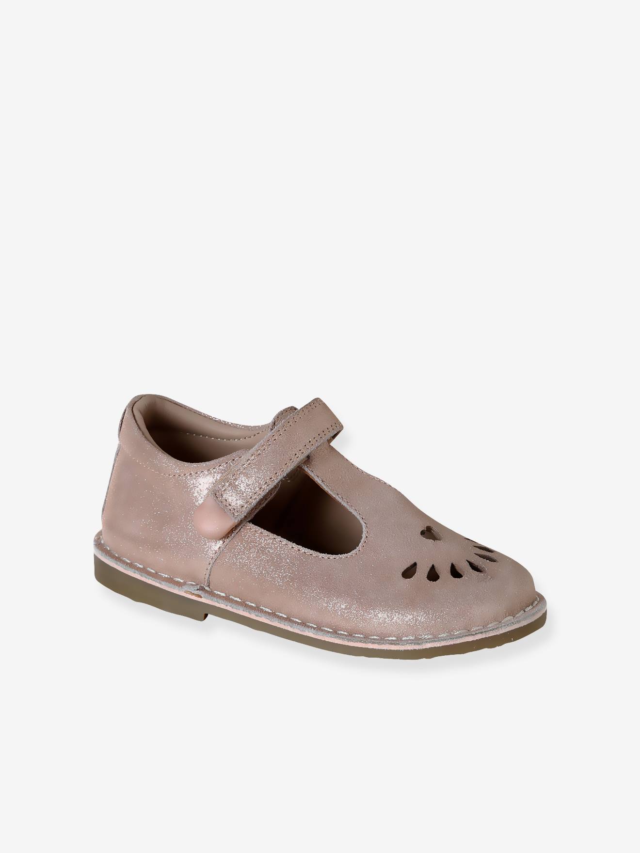 Salomés cuir fille collection maternelle rose poudré