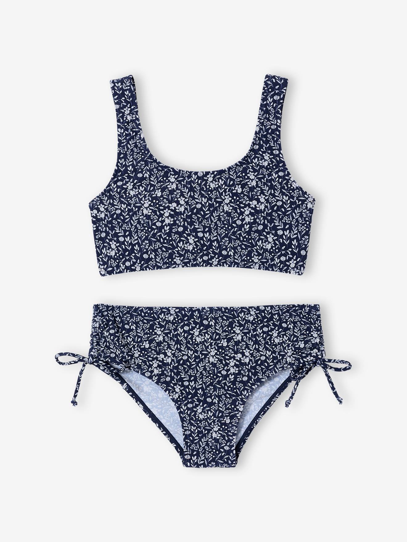 Maillot de bain 2 pièces fille marine