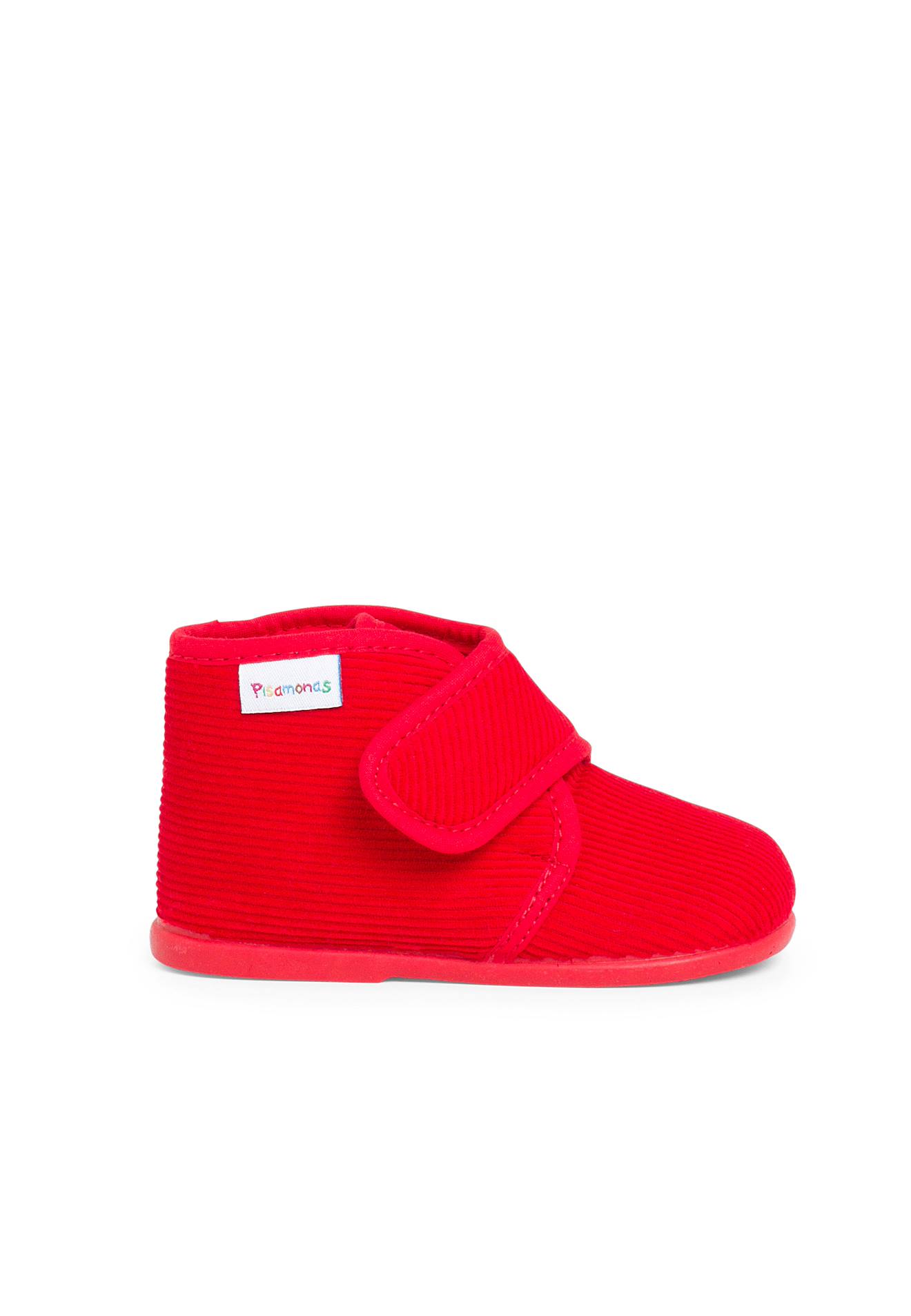 Chaussons En Velours Côtelé À Scratch Rouge